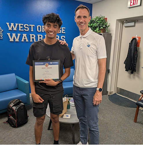 West Orange High School's Salutatorian, Taran Raj, was recognized by the United Nations Association and earned the National Community Service Award.