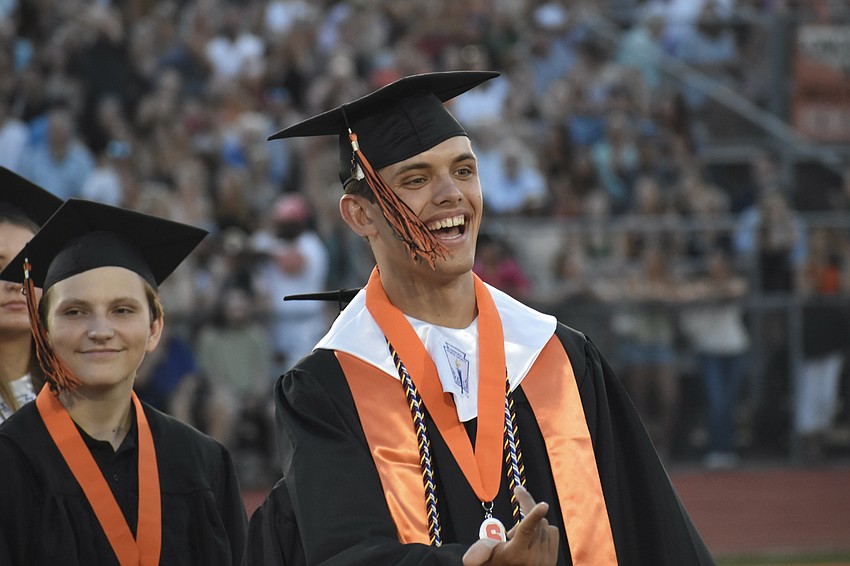 Jonny Huber walks onto the field.