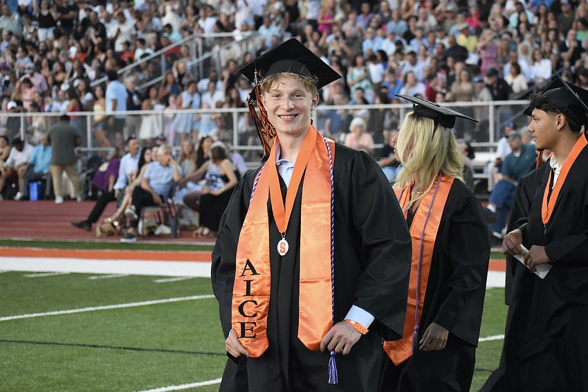Massimo Parkin walks onto the field.