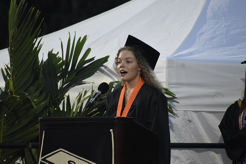 Makenna Mamazza sings the Star Spangled Banner.