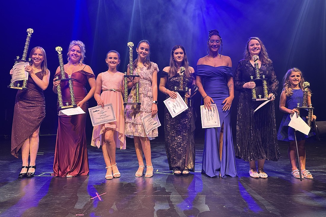 From left, Senior winner Isabella Derie, Middle winner Sophia Paige, Junior winners Sarah and Emma Duncan, Middle runner-up Brianna Fune, Senior runners-up K'imani Gervin-McCoy and Lorelei Kilmer and Junior runner-up Laurel Duffy. Courtesy photo
