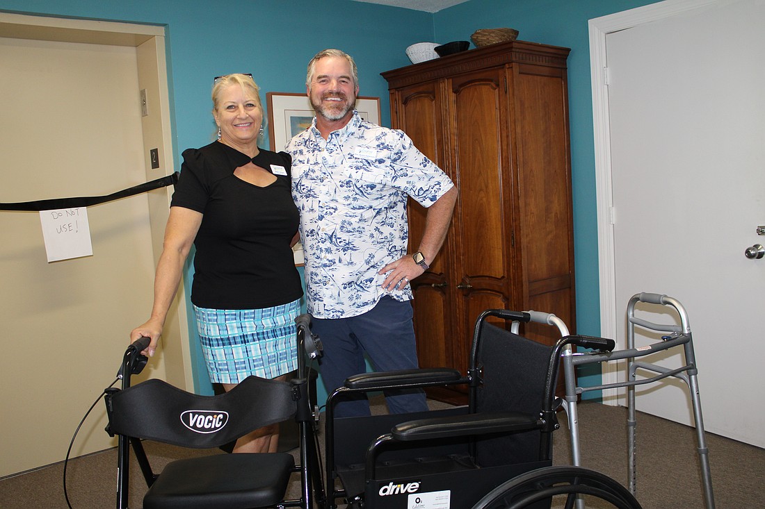 Becky Lietzau and Rev. Brock Patterson explain how the church's medical supply closet helps community members get the resources they need.
