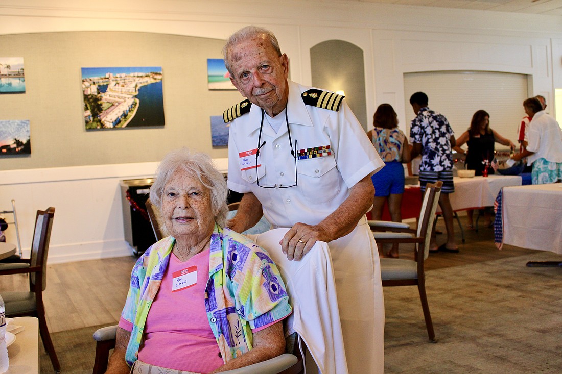 Pat and Bob Geraci join Longboat Harbour Condominums' recognition of American heroes for Memorial Day. Bob served for 20 years in the U.S. Navy.