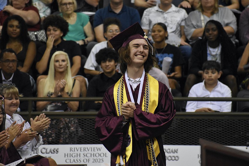 Eli Oswald is announced as the student selected for the Principal's Award.