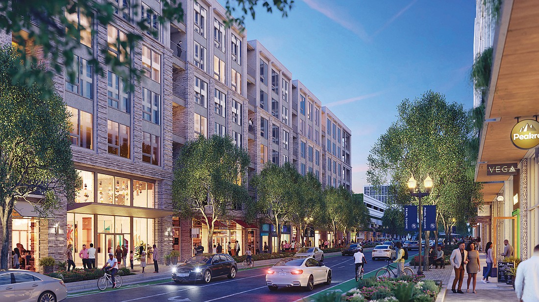 Pearl Square looking at the building in Block N4, now called 425 Beaver St. The building will include 286 multifamily units, nearly 20,000 square feet of retail space and on-site parking. Gateway Jax broke ground on the project May 29.