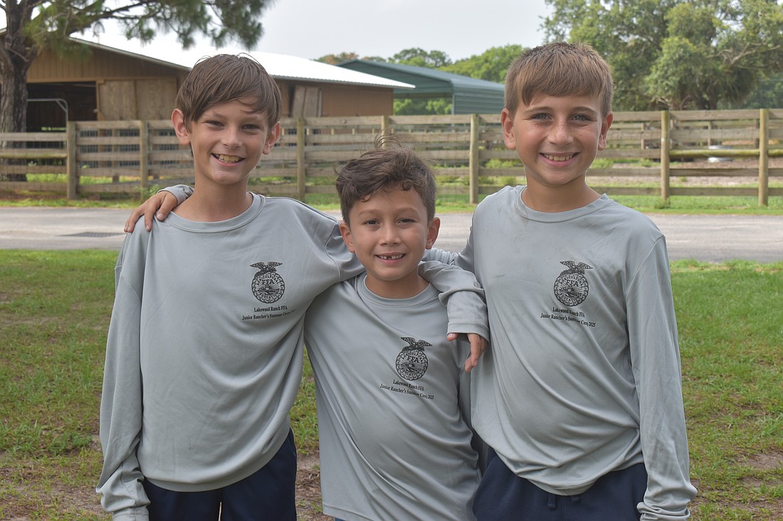 Graham Rueping, Nico Villanueva and Lane Tamberino were among the campers who learned all about plant science, animal science, environmental science and leadership at the Junior Ranchers camp.