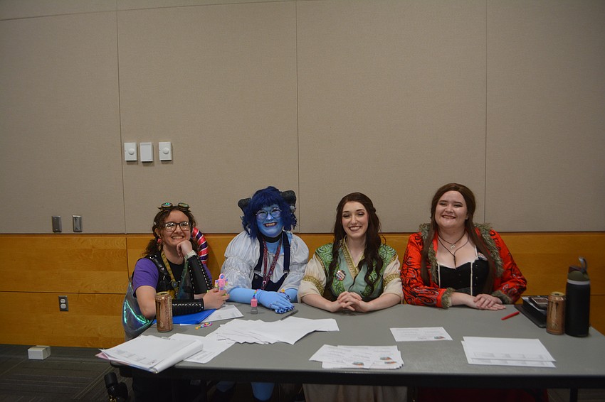 From left to right: Emily Schenek (MC), Gray Martin (panel judge), Kaitlyn L. (panel judge) and RJ (panel judge).