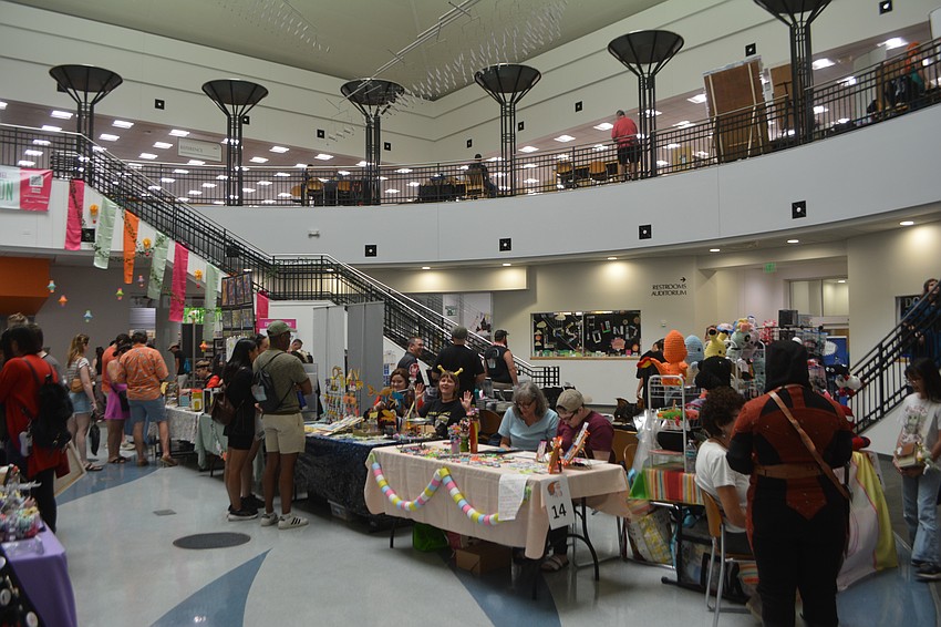 Booth are all ready for guests at the SRQCon 2025 in the Selby Library.