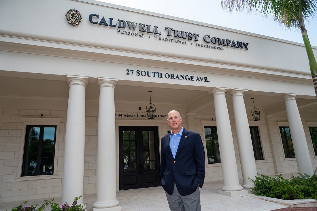Kelly Caldwell outside the company's Sarasota office.