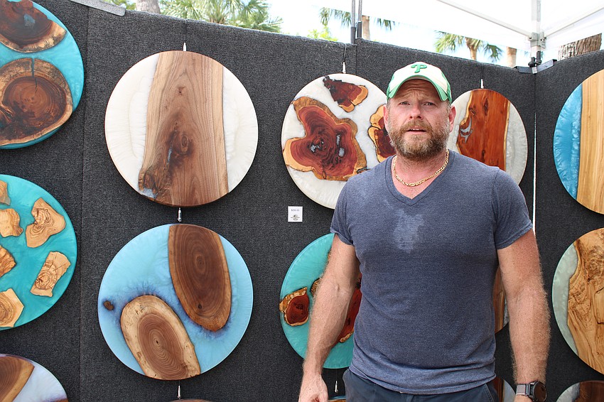 Wood and epoxy artist Robin Roberts said he appreciates how shows like the St. Armands Circle Craft Festival give patrons an opportunity to touch and interact with his work.