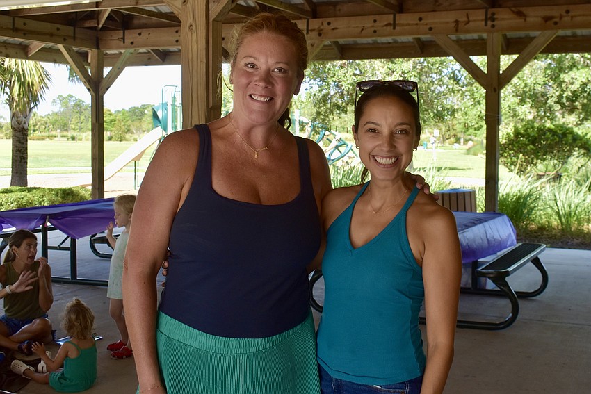 Lakewood Ranch's Bonnie Kenna and Robin Roy are former neighbors who now catch up at Bob Gardner Park while their kids are occupied with the Mini Crafters Summer Camp.