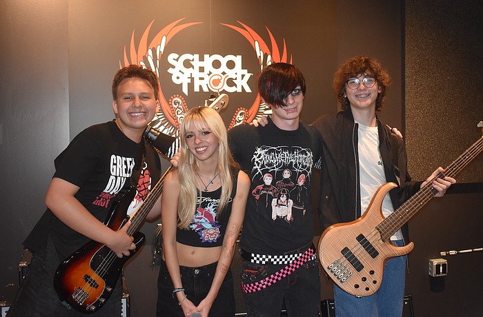 Maximus Bedell, Elena Skretas, Drew Townson and Chase Devore are four of the eight house band members from School of Rock to go on tour and play the Rock and Roll Hall of Fame in July.