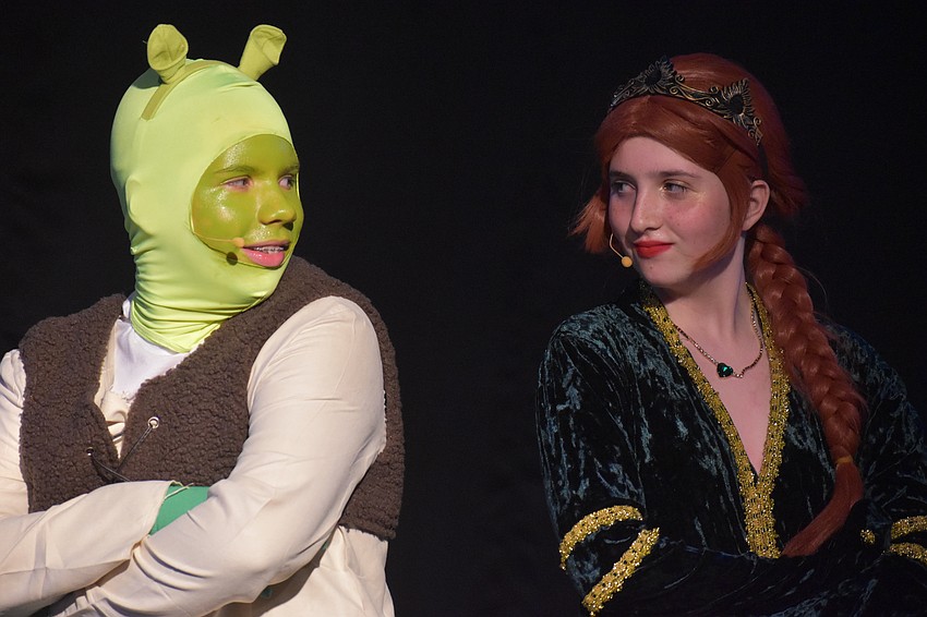 Ellenton resident Rusty Frantz, 14, and Lakewood Ranch resident Delaney Wilson, 12, play the lead roles of Shrek and Fiona.