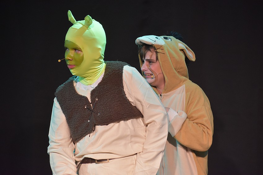 Ovation students Rusty Frantz and Noah Gross play the beloved characters of Shrek and Donkey.