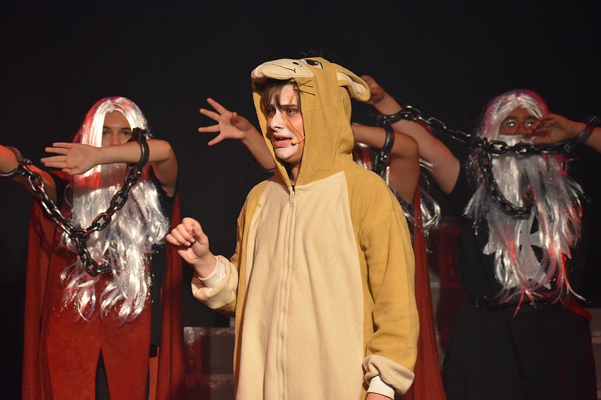 Lakewood Ranch resident Noah Gross, 14, plays Donkey, who is surrounded by prisoners in the song 