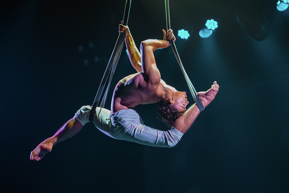 Aerial straps specialist Aidan Bryant will perform during the Circus Arts Conservatory performance at Star-Spangled Spectacular July 4 at Waterside Place in Lakewood Ranch.