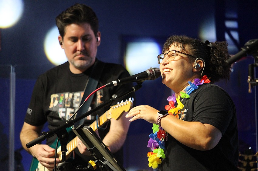 Members of The Harvest Band, including Rev. Dan Minor and KK Burchell, perform at the church's annual Diverse Fest on June 14.