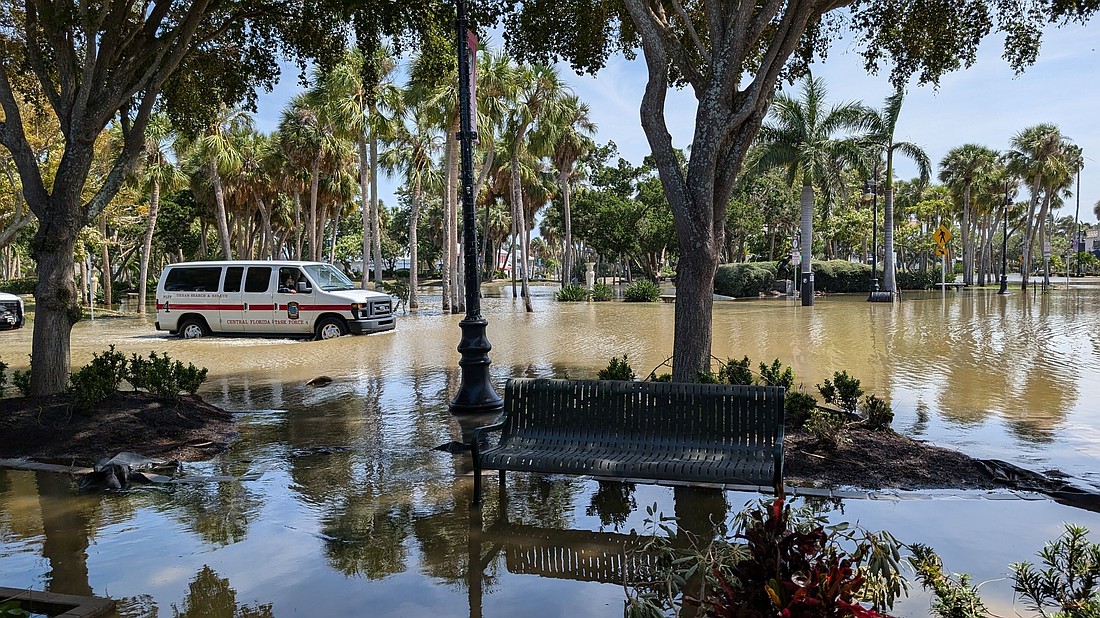 St. Armands Circle was several feet underwater following hurricanes Helene and Milton.