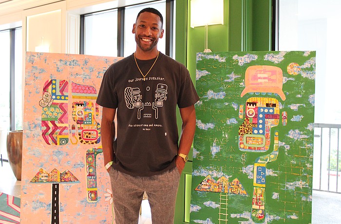 Artist Darnell “Solo the Artist” Kirkwood shared his series "Discoveries Along the Way" with visitors at Cirque St. Armands Beachside during a pop-up event open to the community.