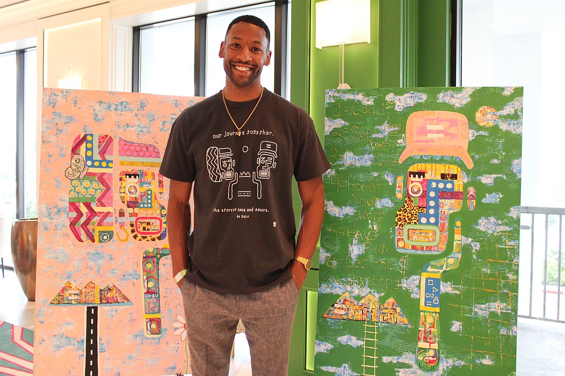 Artist Darnell “Solo the Artist” Kirkwood shared his series "Discoveries Along the Way" with visitors at Cirque St. Armands Beachside during a pop-up event open to the community.