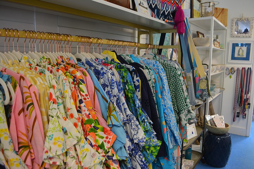 Colorful clothes can be found throughout Driftwood Beach Home and Garden.