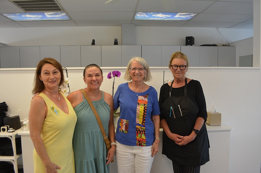 From left to right: Irina LaRose (co-owner of Design 2000), Ashley Dawson, Liz Yerkes, Brigitta B. Gaspar (stylist at Design 2000)