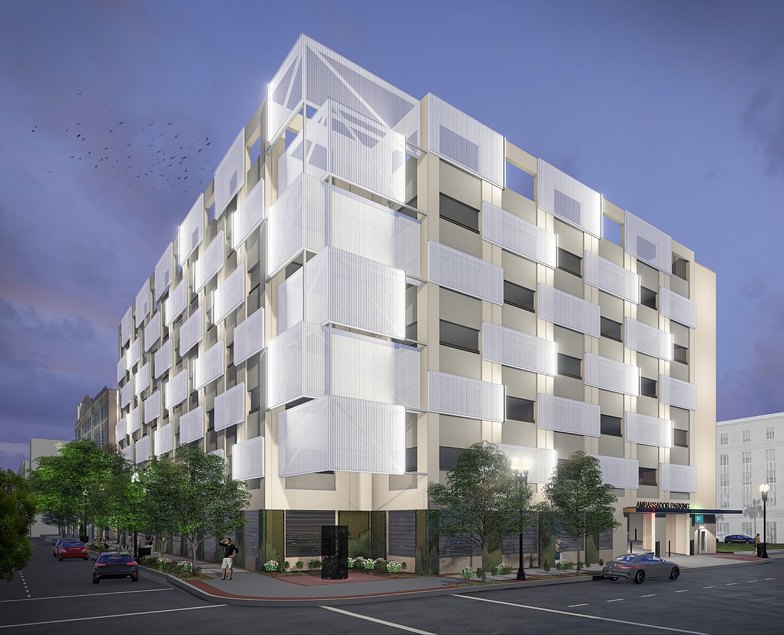 Gateway Jax plans to construct an eight-story precast concrete parking garage with 480 spaces west of the Ambassador Hotel in Downtown Jacksonville.