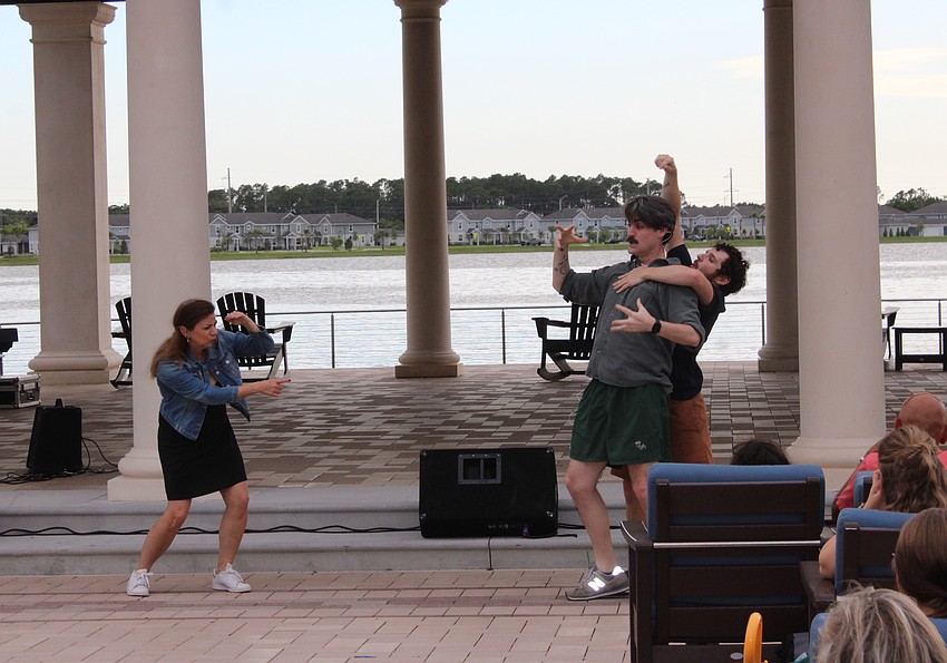 A main part of the Florida Studio Theatre's improv show at Waterside Place was physical comedy, which the entertainers obviously excelled at doing.