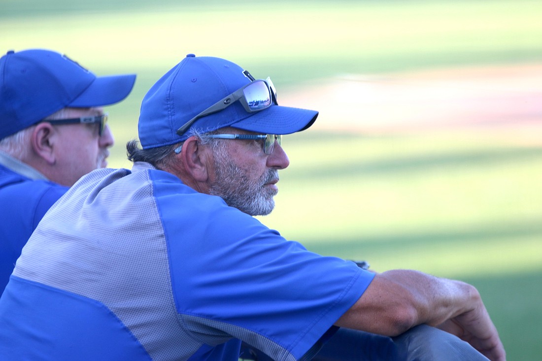 Jim Perry, right, was the head baseball coach at Matanzas for 11 years. File photo by Brent Woronoff