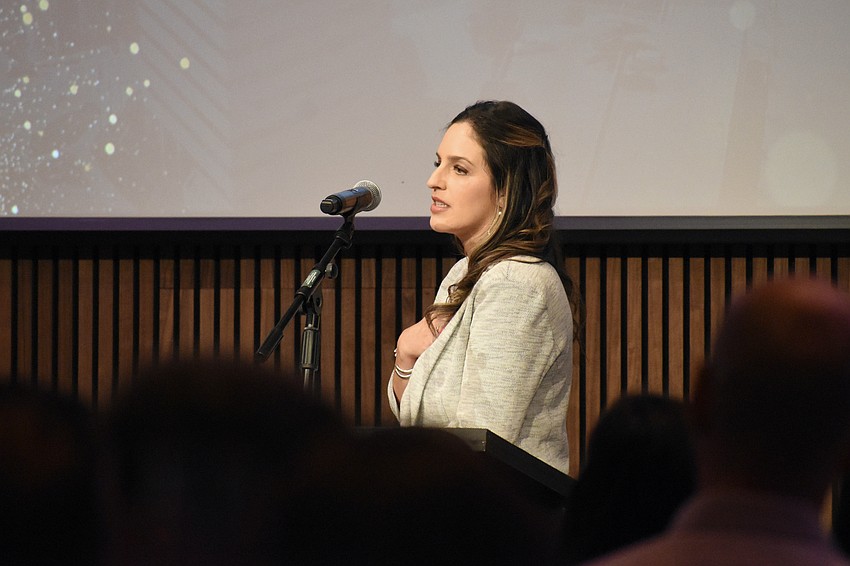 Bianca Naughton recites the Pledge of Allegiance