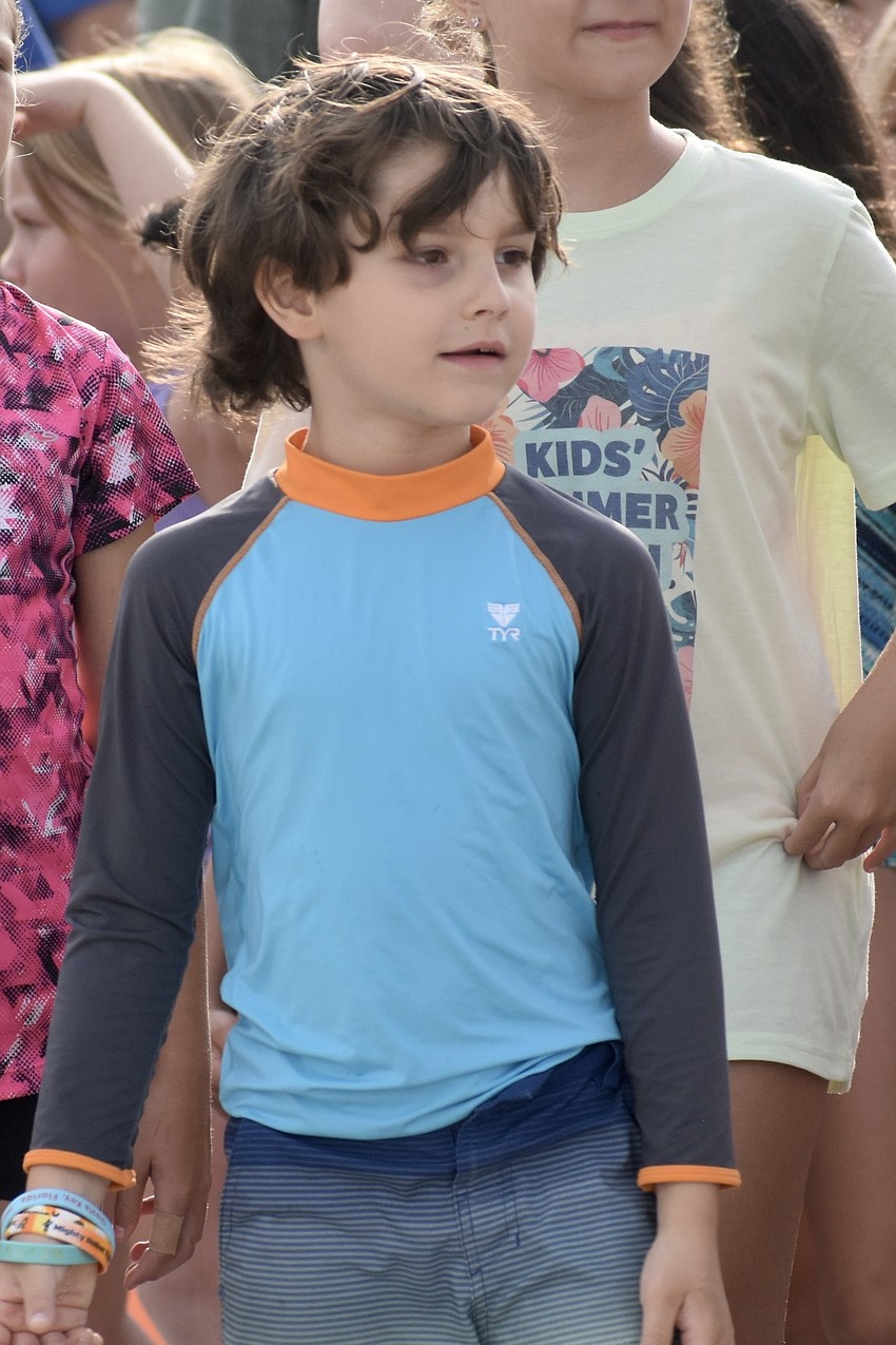 Rowan Morgese, 6, prepares to start the run.