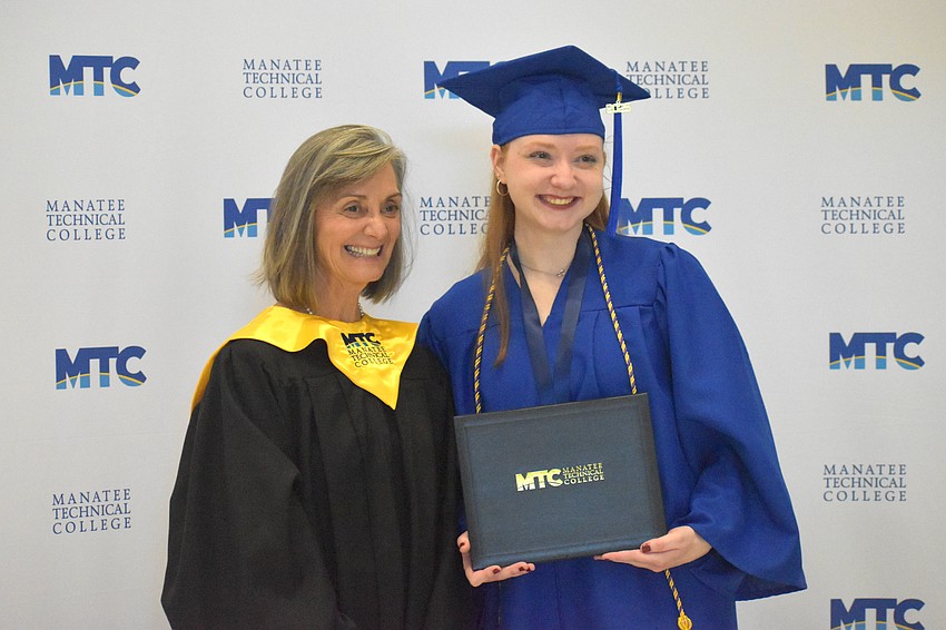 Medical Assisting Instructor Linda Chamberlain poses with her student Samantha Schanely. Schanely's goal is to continue her education to become a physician's assistant.