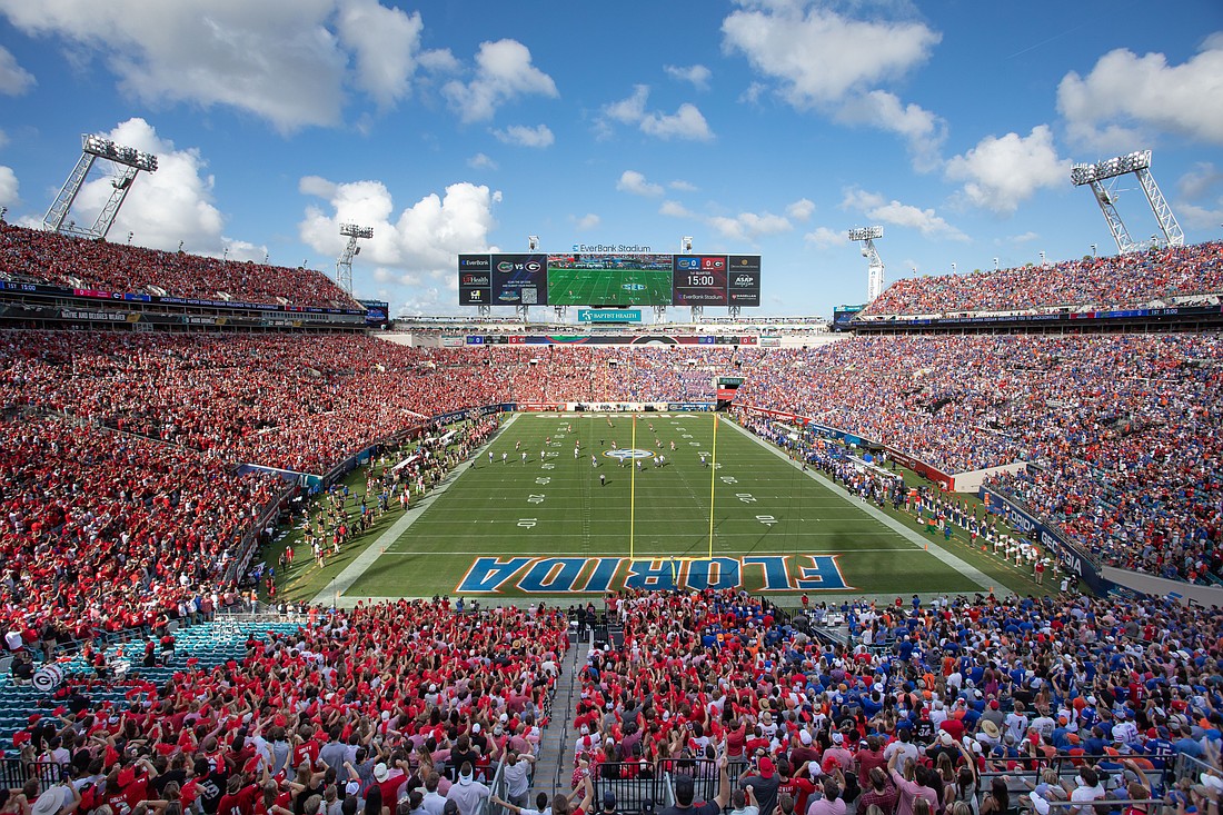 EverBank Stadium is packed for the annual Florida-Georgia game in October. The event brings thousands of visitors to Jacksonville.