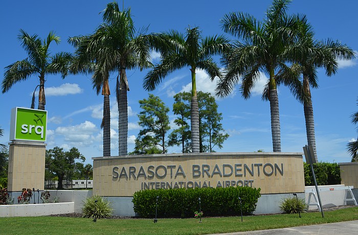 The entrance to the SRQ, Sarasota Bradenton International Airport.