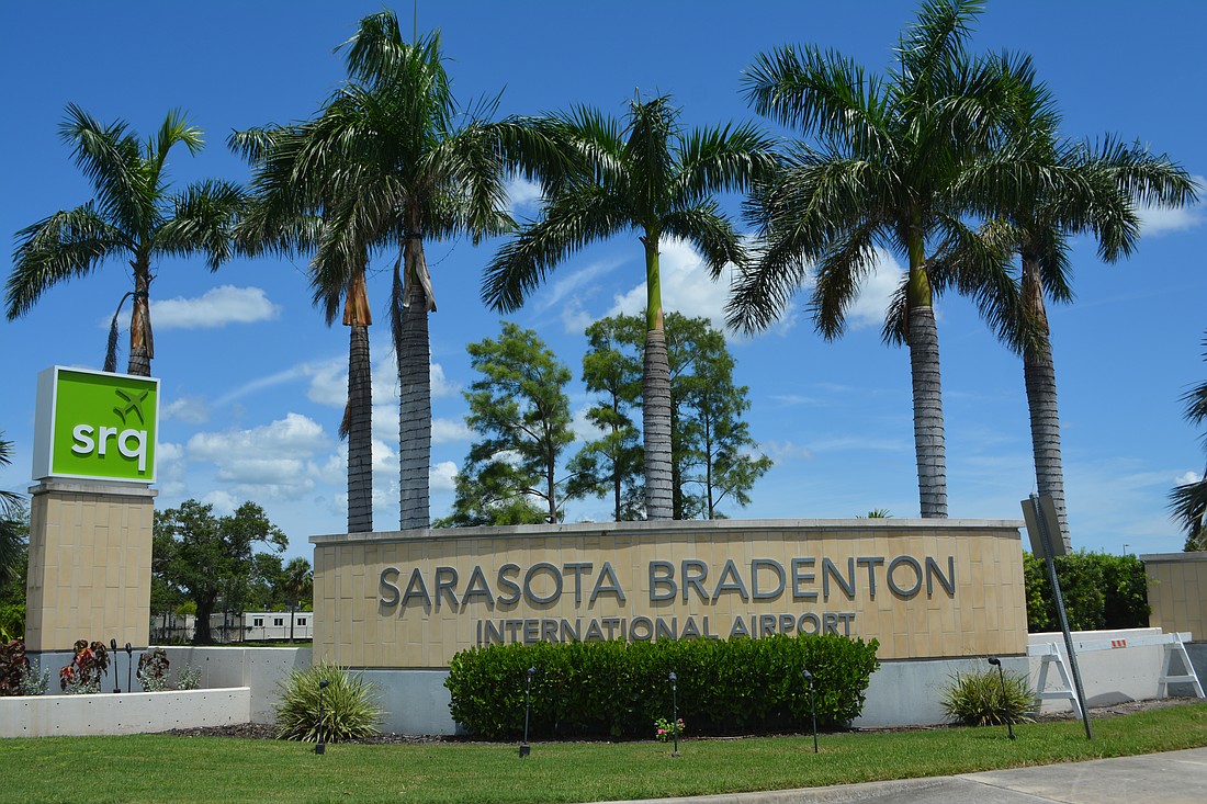 The entrance to the SRQ, Sarasota Bradenton International Airport.