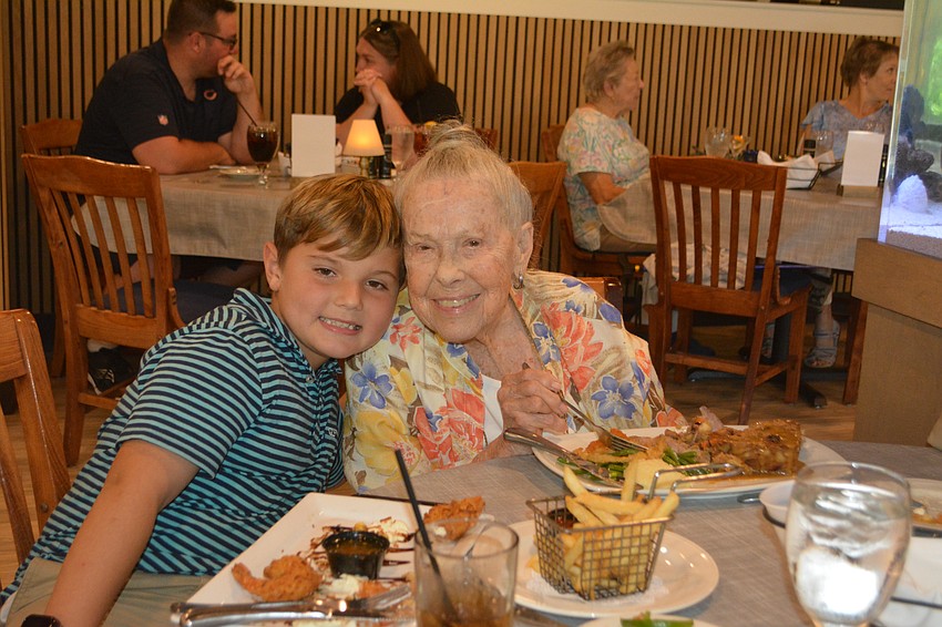 Grandson, Asher Claire (9) and Grandmother Harriet Nemitz (93) enjoy the Lazy Lobster 