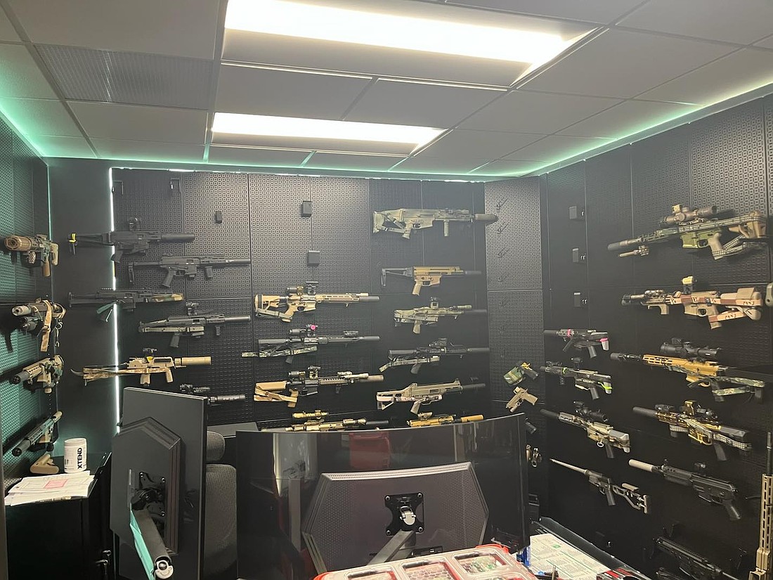 Police say 64 firearms were seized in connection with the arrest of Seth Bloom of Sarasota, the owner of Calderoni Trucking doing business as CC Civil.