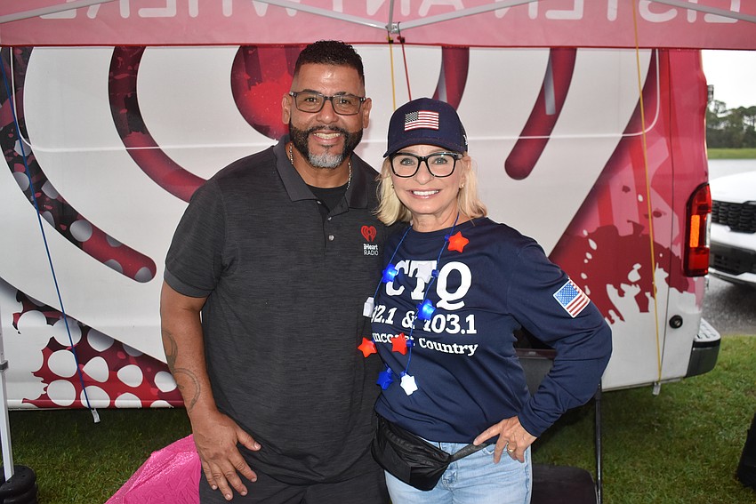 Tony Rosario and Lulu Ann, co-host of Maverick and Lulu in the Morning, are at the 92.1 CTQ tent broadcasting live from Fireworks on the Lake at Nathan Benderson Park.