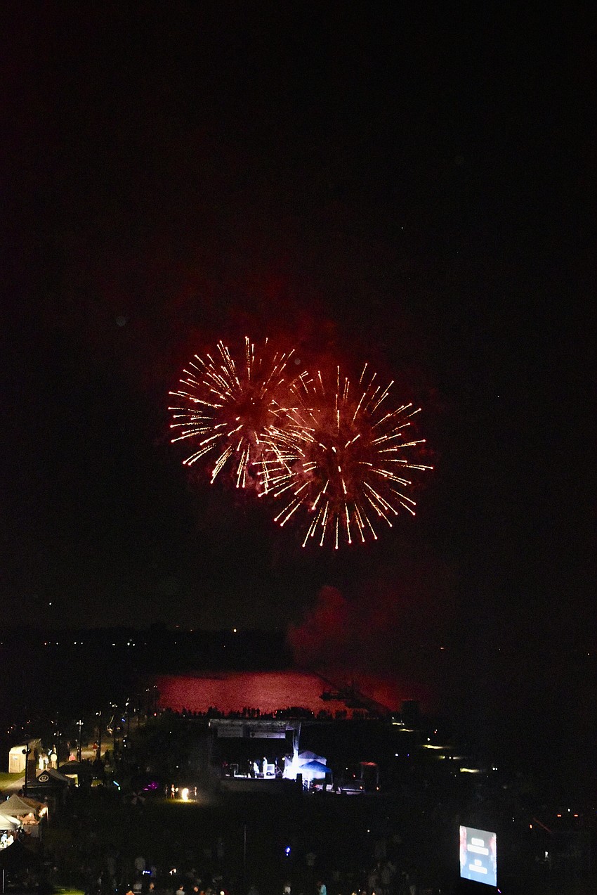 Fireworks light up the sky and the lake at Nathan Benderson Park July 3 during the annual Fireworks on the Lake.