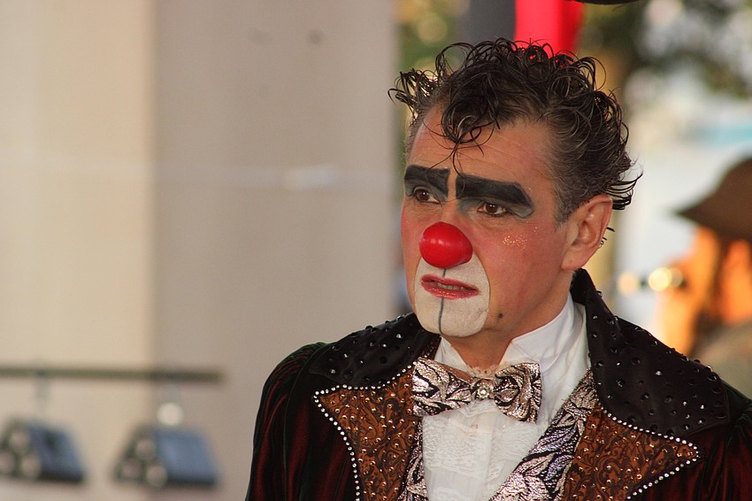Clown Juan Carlos Valencia obviously is very serious about making people laugh at Star-Spangled Spectacular at Waterside Place July 4.