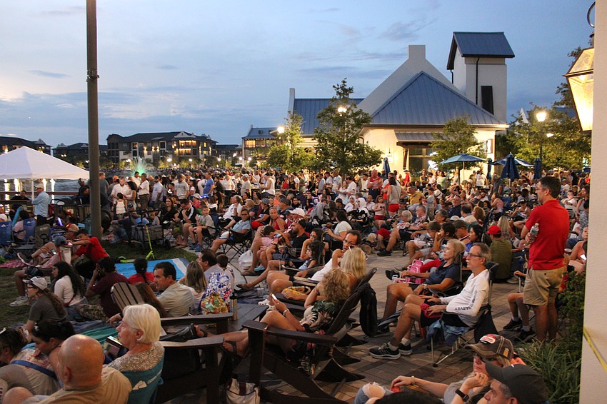 The lake side at Waterside Place was absolutely packed for the drone show July 4.