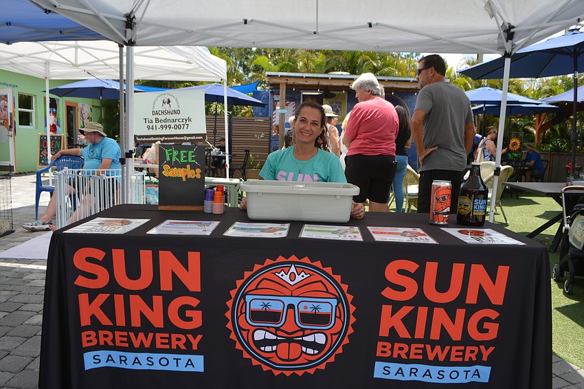 Brittany Webster, Sun King Brewery, giving out free samples in partnership with Hot Dog Day.