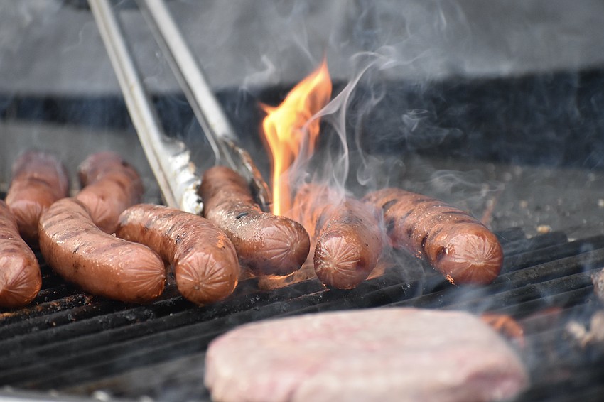 Hot dogs, hamburgers, and other all-American foods were served at the event.