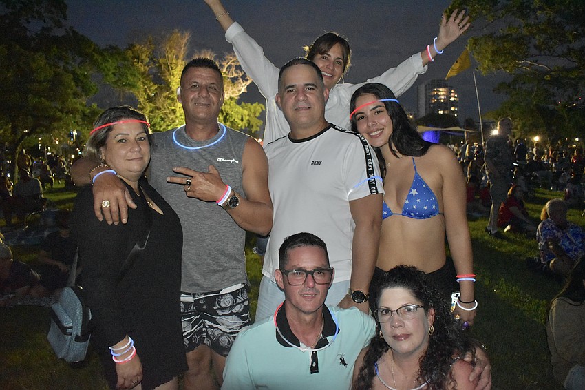Gabriela Pérez (right), with Miriela Mendez and her husband Leo Perez, Gabriela's parents Yumar Gand Yanela Gonzalez, and her aunt and uncle Ivan Carrabego and Ingrid Sorin, came to Sarasota from Miami for the Fourth of July.