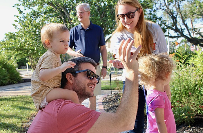 The Grady family, including Jackson, Drake, Freya and Tina, join the Longboat Key Garden Club's butterfly release for the Fourth of July weekend at Bicentennial Park.