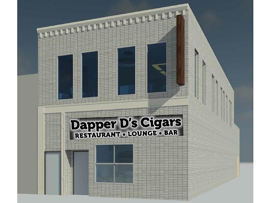 The facade planned for Dapper D's Cigars, restaurant, lounge and bar Downtown at 11 N. Ocean St. The space previously housed the Island Girl Cigar Bar.