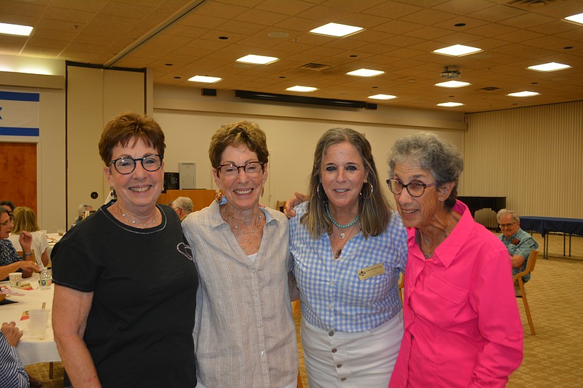 Debbie Nyman, Carole Cohen, Rabbi Jessica Spitalnic Mates and Mack Spitzer are all smiles for the Midsummer Shabbat Barbecue.