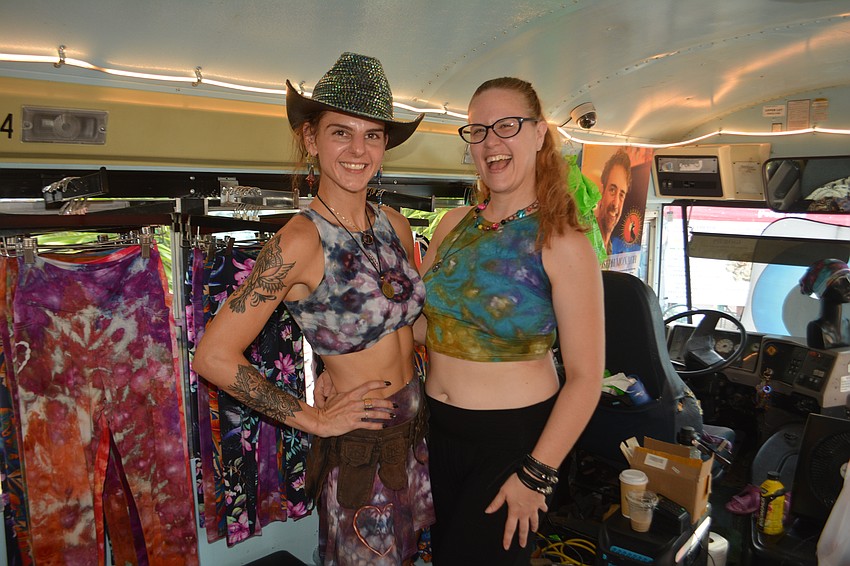 Owner Andrea Meythaler and employee Kiki Von Blumen are all good vibes at the Bambooty Bodygear bus.