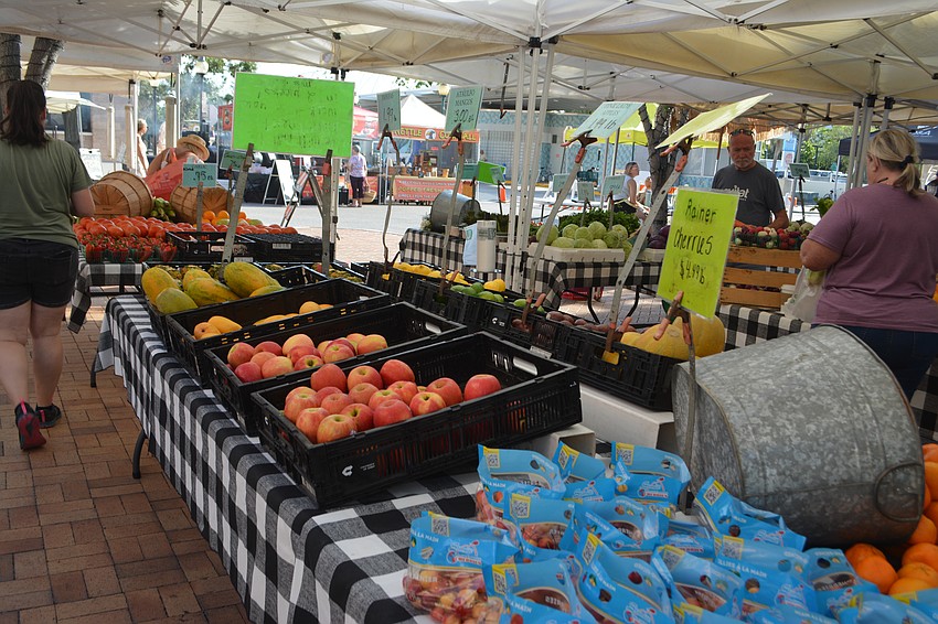 An array of fresh produce is sold at the Kinsey's Produce during the Farmers Market at Downtown Sarasota.