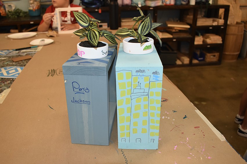 The projects by Emily Letarte, 11, and her brother Brendon Letarte, 8, are completed.